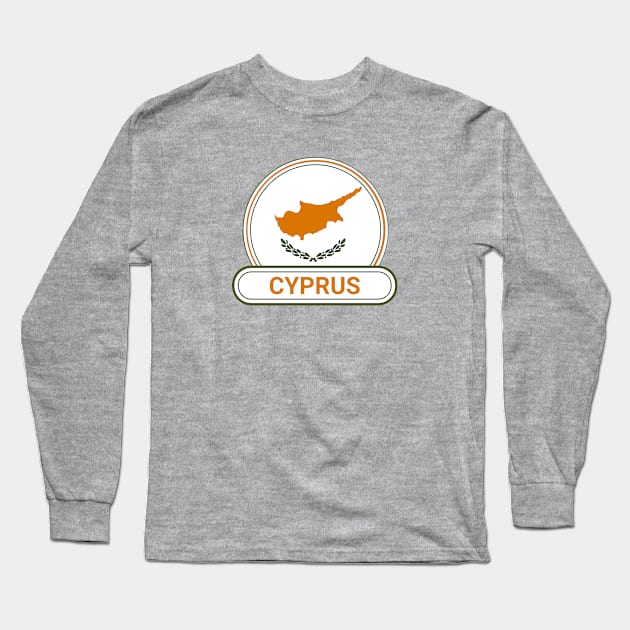 Cyprus Country Badge - Cyprus Flag Long Sleeve T-Shirt by Yesteeyear